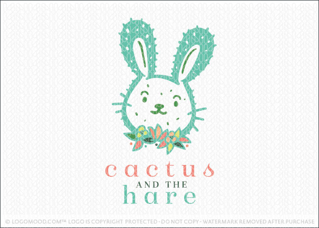The Cactus And The Hare Bunny Rabbit Logo For Sale
