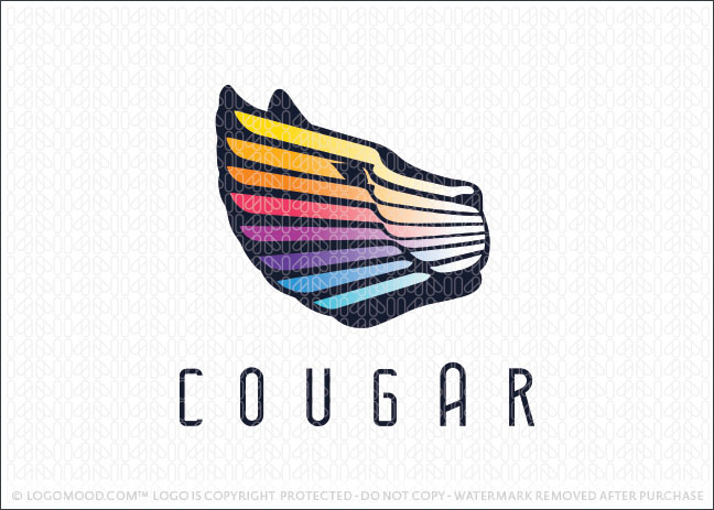 Colourful Rainbow Spectrum Cougar Animal Logo For Sale