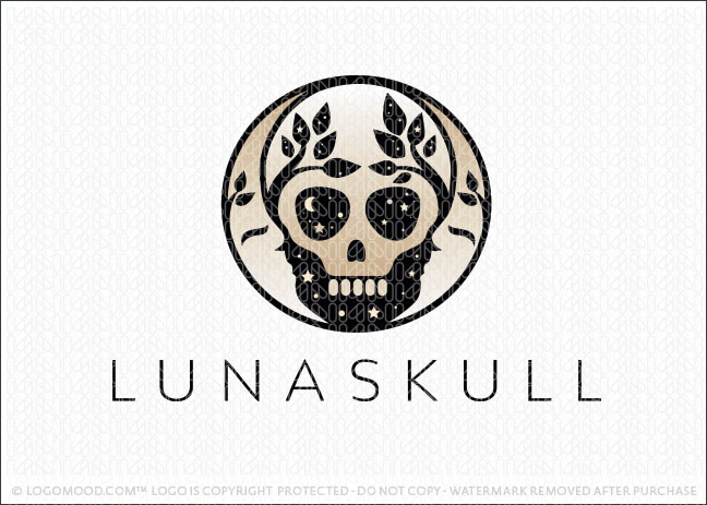 Skull and Luna Moon Universe Galaxy Logo For Sale