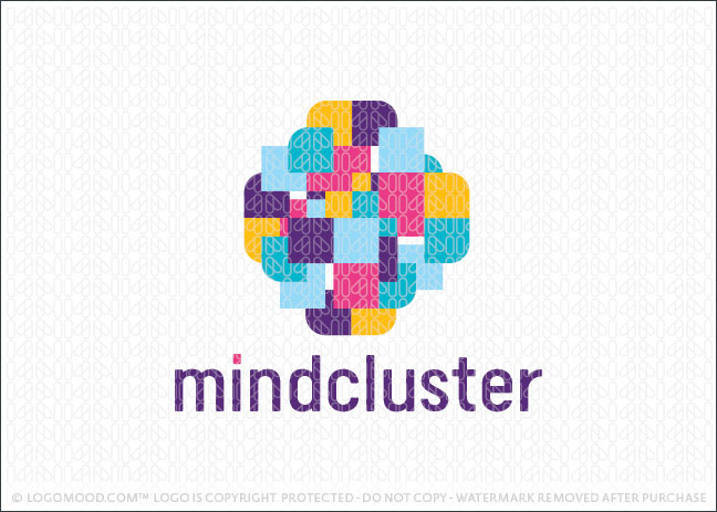 Mind Cluster Abstract Brain Cube Logo For Sale