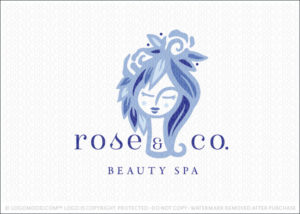 Rose and Leaf Beauty Spa Logo For Sale