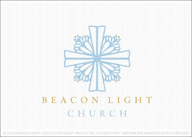 Beacon Lighthouse Sun Rays natural Church Logo For Sale