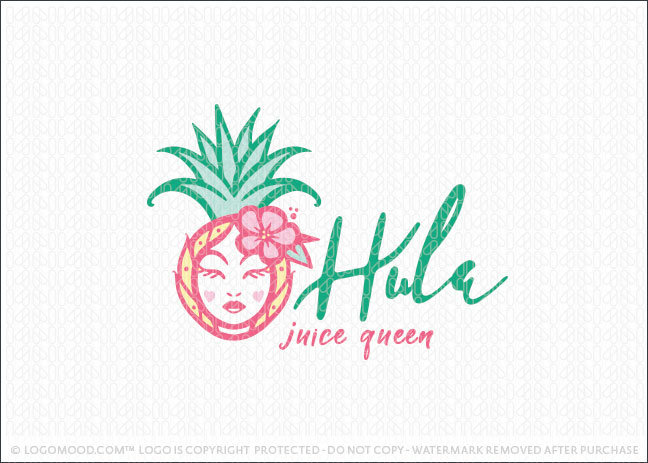 Hula Tropical Pineapple Fruit Beauty Juice Queen Logo For Sale
