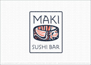 Maki Salmon Fish Sushi Restaurant Logo For Sale