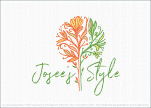 Vibrant Whimsical Floral Flower florist Botanical Logo For Sale