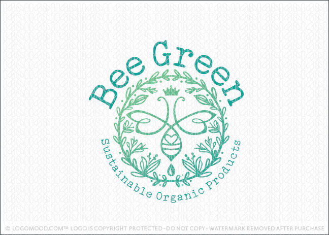 Organic Honey Bee Green Ready Made Bee Logo For Sale