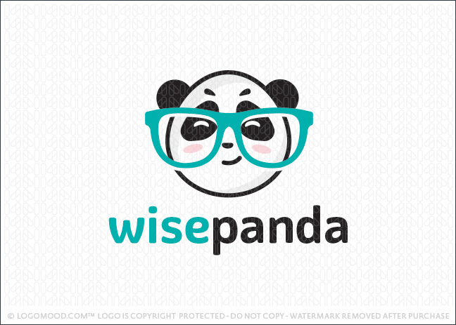 Smart wise cute panda nerd character logo for sale