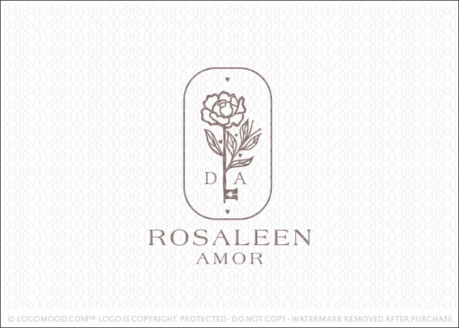 Natural Beauty Elegant Rose Flower & Key Logo For Sale