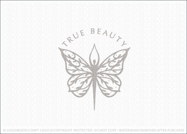 Beautiful Woman Butterfly & floral Logo For Sale