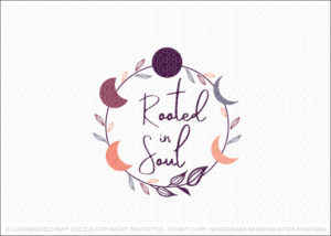 Rooted In Soul Holistic Spiritual Moon Wreath Logo For Sale