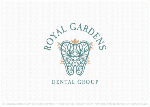 Royal Garden Crown Floral Dental Tooth Logo For Sale