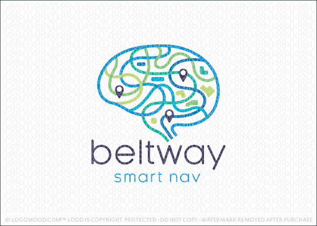 Brain Smart Highway Navigational Brain Logo For Sale
