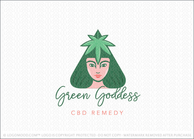 Beautiful Green Goddess Cannabis Woman Logo For Sale