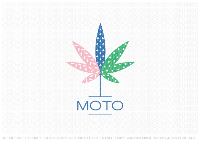 Modern Fun Retro Cannabis Leaf Logo For Sale