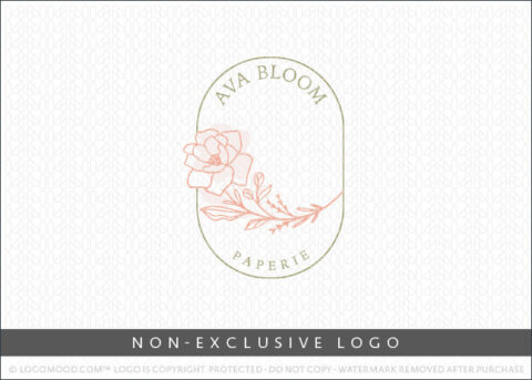 Ava Bloom Paperie Floral Rose Non-Exclusive Logo For Sale LogoMood