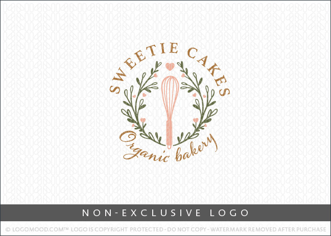 Bakery Whisk Wreath Country Organic Bakery Non-Exclusive Logo For Sale LogoMood