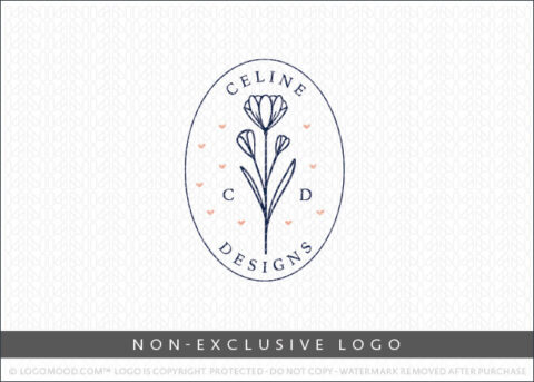 Celine Designs Blossom Floral Monogram Crest Non-Exclusive Logo For Sale LogoMood