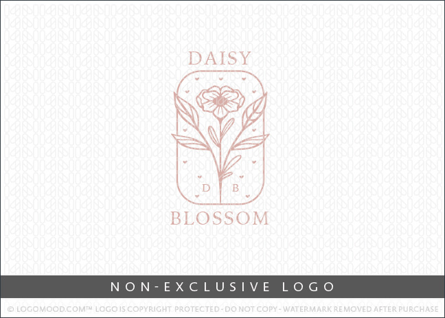Daisy Blossom Floral Monogram Crest Non-Exclusive Logo For Sale LogoMood