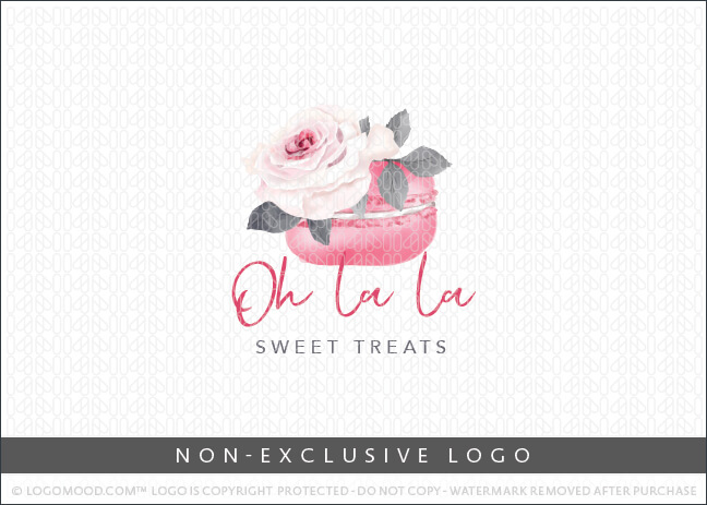 Oh La La Pink watercolor Floral Frech Macaron Non-Exclusive Logo For Sale LogoMood