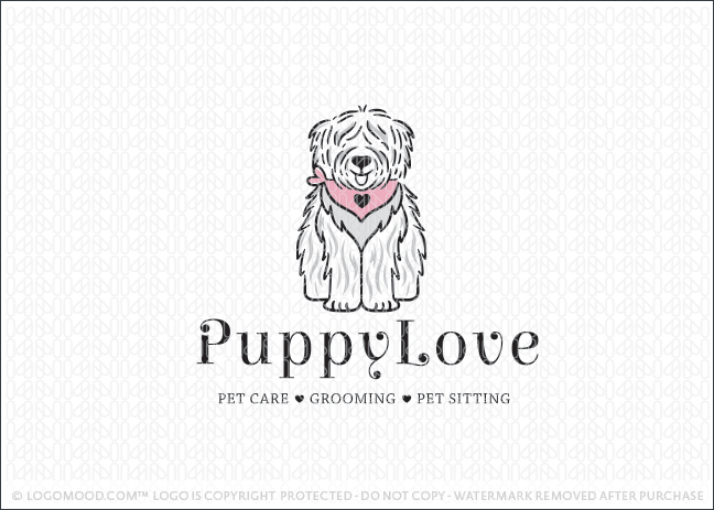 Cute Puppy Love Sheep Dog Logo For Sale By Logomood.com