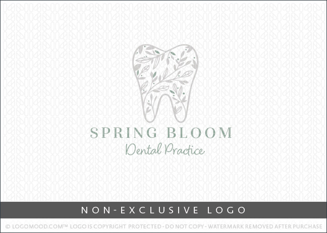 Spring Bloom Dental Tree Tooth Dentist Non-Exclusive Logo For Sale LogoMood