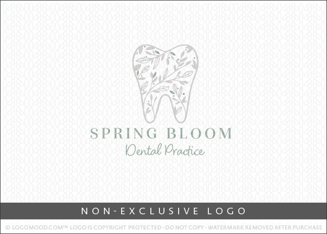 Spring Bloom Dental Tree Tooth Dentist Non-Exclusive Logo For Sale LogoMood