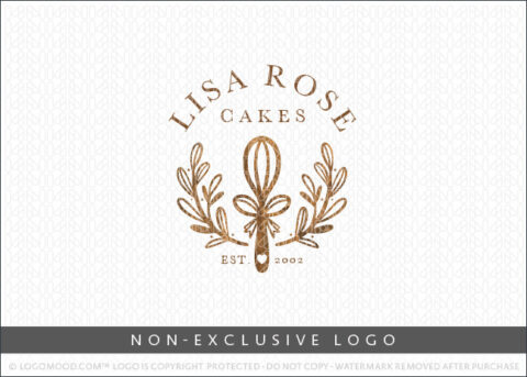 Wooden Whisk Wreath Bakery Non-Exclusive Logo For Sale LogoMood
