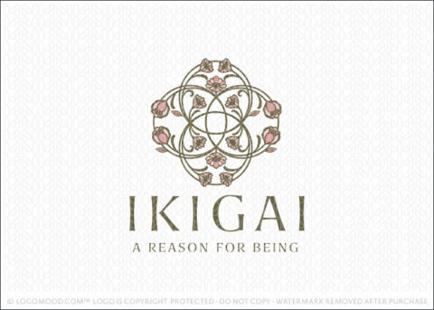 Natural Holistic Wellness Floral Bloom Ikigai Logo For Sale