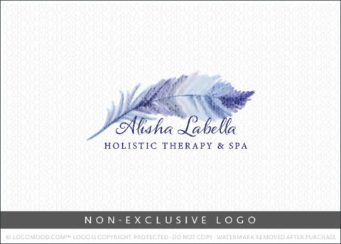 Watercolor Periwinkle Artistic Boho Feather Non-Exclusive Logo For Sale LogoMood