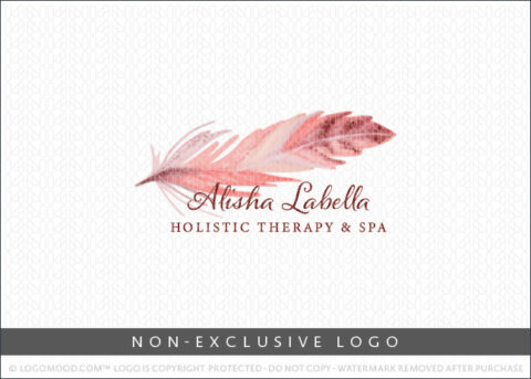 Watercolor Pink Artistic Boho Feather Non-Exclusive Logo For Sale LogoMood