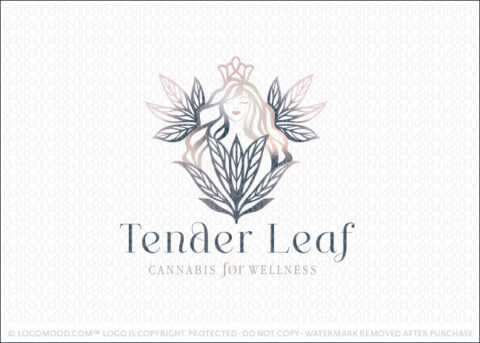 Beautiful Elegant Woman Cannabis Leaf Logo For Sale LogoMood.com