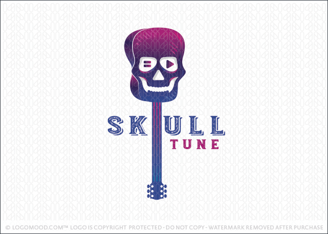 Skull Head Music Guitar Logo For Sale Logomood.com