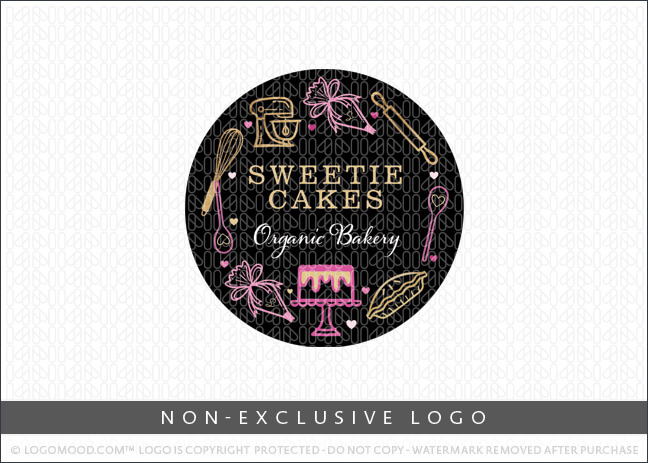 Black Gold & Pink Baking And Cooking Utensils Non-Exclusive Logo