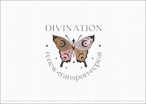 Spiritual Transformation Moon Butterfly Holistic Logo For Sale LogoMood.com