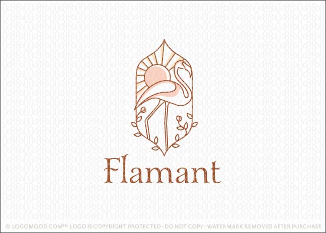 Flamingo Sunset Crest Logo For Sale LogoMood.com