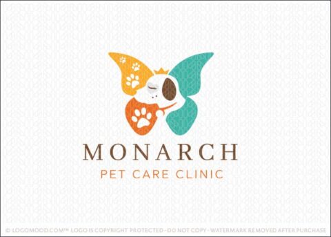 Monarch Butterfly Dog Pet Care Logo For Sale