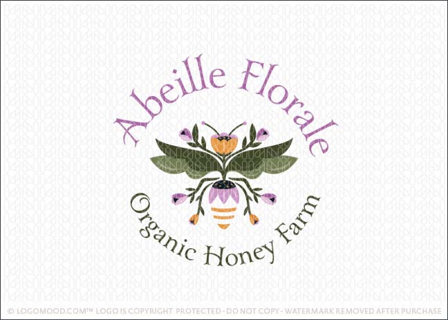 Floral Honey Bee Bloral Blooming Bee Logo For Sale LogoMood.com
