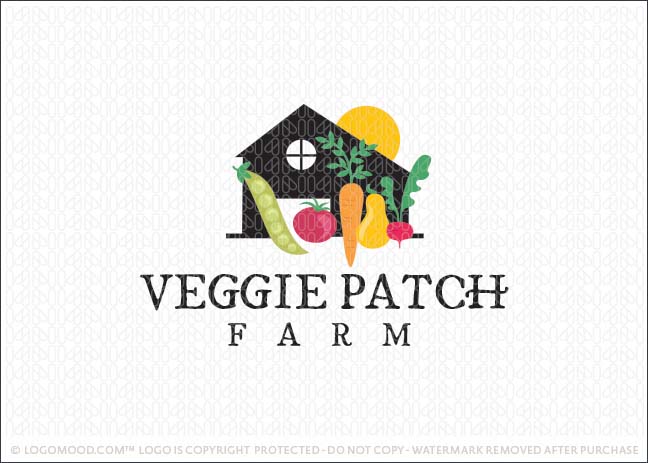 Vegtable Veggie Patch Farm House Logo For Sale LogoMoo.com